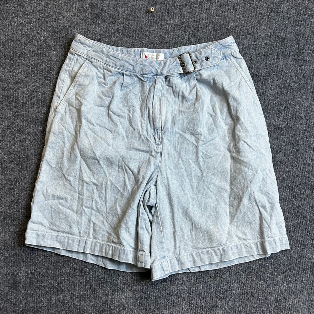 Christopher & Banks Shorts Womens Size 4 Light Wash Denim Belted Pleated Casual
